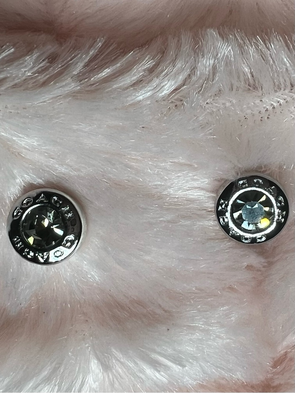 Authentic Coach Crystal Accent Silver-Tone Stud Earrings